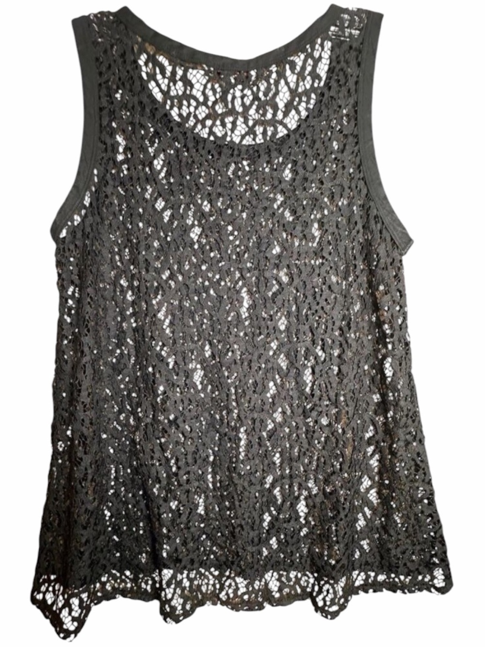 Banana Republic Black Lace Crochet Sheer Tank Top Y2K Small
